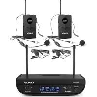 VONYX WM82 draadloze microfoonset met twee UHF bodypacks en headsets