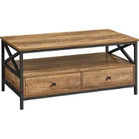 Vasagle Salontafel met lades en open vak, Walnoot bruin + zwart