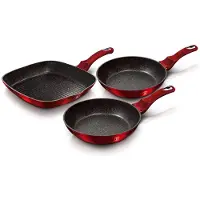 Berlinger Haus set van 3 granieten pannen 20/24/28cm Metallic Line Burgundy BH1289N