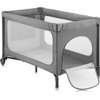Lionelo Jasmin Easy Fold Campingbedje – Opvouwbaar in seconden – 2 Hoogtes Matras T25 – Inclusief Reistas – Zijdeur met Rits – Gaaswanden – 2 Wielen met Rem – Stalen Frame – 0-36 Maanden – Reisbedje