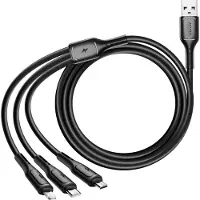 Wiwu , 3-in-1 Kabel - USB naar Micro/USB-C/Lightning - 1m, Zwart