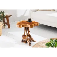 Invicta Massief houten bijzettafel ROOT 40cm naturel teakhout gemaakt van wortelhout in paaldesign - 44713