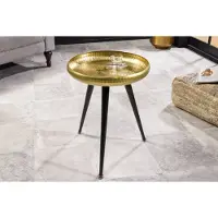 Invicta Handgemaakte bijzettafel ORIENT 50cm messing goud rond metaal gehamerd design - 44350