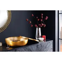 Invicta Handgemaakte schaal ORIENT 40cm goud metaal rond met deksel sieradenblik - 44473