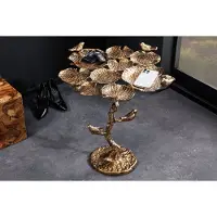 Invicta Bijzettafel voor binnen en buiten VOGELS 65 cm antiek messing bladontwerp weerbestendige vogelsculptuur - 44846