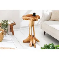 Invicta Massief houten bijzettafel ROOT 70cm naturel teakhout gemaakt van wortelhout in paaldesign - 44714