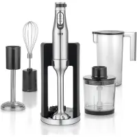 Lebenlang - Premium 1200W Staafmixerset – 5-in-1 Keukenhulp – Incl. Hakmolen, Garde, Aardappelstamper, Maatbeker & Opzetstandaard – RVS – Traploos Verstelbaar & Turbo