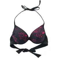 Black premium by emp Bikini Top - Black Bikini Top with Skull and Roses Motif - S tot XXL - voor Vrouwen - zwart - Maat XXL