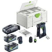 Festool CXS Basic accuschroefboormachine 18 V 40 Nm borstelloos + 2x accu 8.0 Ah + snellader + systainer
