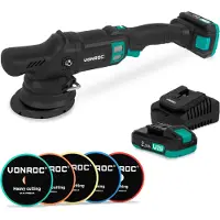 Vonroc PRO Excentrische Polijstmachine 20V – Ø 125mm | Incl. 2x 2.0Ah Accu’s, snellader en 5 polijstschijven