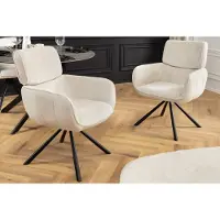 Invicta Draaibare Retro Stoel UNIEKE champagne beige chenille metalen poten met armleuning - 46322