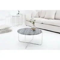 Invicta Exclusieve salontafel NOBLE 65cm grijs echt marmer rond zilver metaal - 38011