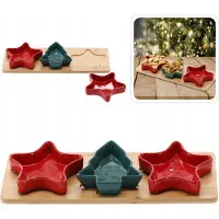 Sarcia.eu Set voor het serveren van hapjes: ster, kerstboom, kerst servies - 3 kommen