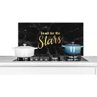 KitchenYeah Spatscherm keuken 90x45 cm - Kookplaat achterwand Quote - Sterren - Goud - Marmer print - Muurbeschermer - Spatwand fornuis - Hoogwaardig aluminium