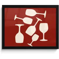 PosterMonkey Poster in lijst - Fotolijst 40x30 cm - Posters - Wijnglazen - Silhouetten - Wit - Posterlijst zwart - Decoratie - Wanddecoratie woonkamer - Muurdecoratie slaapkamer