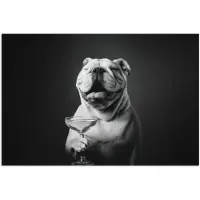 PosterMonkey Poster 60x40 cm - Buldog - Hond - Glas - Posters - Kamer decoratie - Wanddecoratie woonkamer - Muurdecoratie slaapkamer