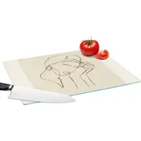 KitchenYeah Glazen Snijplank - 39x28 - Vrouw - Line art - Quotes - Tekst - Snijplanken Glas