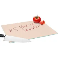 KitchenYeah Glazen Snijplank - 39x28 - Tekst - P.S. you are important - Quotes - Snijplanken Glas