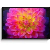 PosterMonkey Poster in lijst - Fotolijst 120x80 cm - Posters - Roze - Dahlia - Kleurrijk - Posterlijst zwart - Decoratie - Wanddecoratie woonkamer - Muurdecoratie slaapkamer