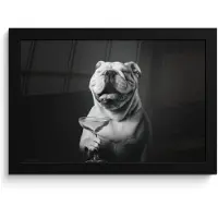 PosterMonkey Poster in lijst - Fotolijst 30x20 cm - Posters - Buldog - Hond - Glas - Posterlijst zwart - Decoratie - Wanddecoratie woonkamer - Muurdecoratie slaapkamer