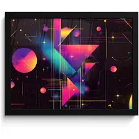 PosterMonkey Poster in lijst - Fotolijst 40x30 cm - Posters - Driehoeken - Cirkels - Abstract - Sterren - Posterlijst zwart - Decoratie - Wanddecoratie woonkamer - Muurdecoratie slaapkamer