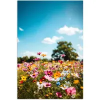 PosterMonkey Poster 20x30 cm - Bloemenweide - Blauw - Lucht - Kleuren - Posters - Kamer decoratie - Wanddecoratie woonkamer - Muurdecoratie slaapkamer