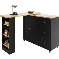 Merax 360° Verstelbare Bartafel – Zwart – Hoge Tafel met Opbergruimte