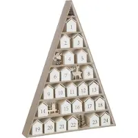 J-Line decoratie Boom + Huis Adventskalender - multiplex - wit/naturel