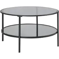 Beliani TELLAKA - Salontafel - Zwart - ø 80 cm - Veiligheidsglas