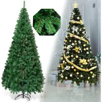 Costway Kunstkerstboom 240 cm - Realistische Kunststof Kerstboom - met metalen standaard - pvc 1138 takken - Groen