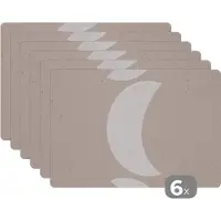 KitchenYeah Placemat - Placemats kunststof - Maan - Pastel - Tekst - Quotes - 45x30 cm - 6 stuks - Hittebestendig - Anti-Slip - Onderlegger - Afneembaar