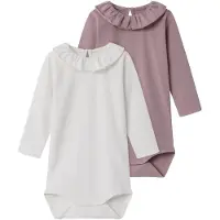 TWO SOON Rompertje/body oudroze / wit