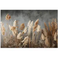 PosterMonkey Poster 60x40 cm - Gedroogde Veldbloemen - Grijs - Beton - Posters - Kamer decoratie - Wanddecoratie woonkamer - Muurdecoratie slaapkamer