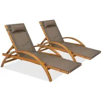 Garden Point Set van twee houten ligbedden Acapulco