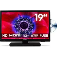 Medion E8192501 47 cm (19 inch) HD-tv met dvd-speler (perfect voor camping, camper, vrachtwagen, tuin, 12V auto-adapter, drievoudige tunerontvanger, HDMI, USB, MD 819001)