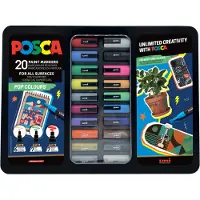 Posca Markers m. Metalen doos - 20 stk - Pop Kleuren - - OneSize - Markers