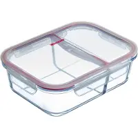 Westmark glazen vershouddoos, inhoud: 980 ml, met 2 aparte vakken, magnetron- en ovenbestendig, glas/siliconen/kunststof, transparant/rood, 234622E1