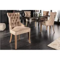 Invicta Elegante stoel CASTLE koffie fluweel landelijke stijl met comfort handvat - 40468