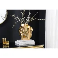 Invicta Handgemaakte vaas LIQUID 25cm goud metaal gehamerd design - 44878