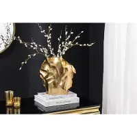 Invicta Handgemaakte vaas LIQUID 30cm goud metaal gehamerd design - 44876