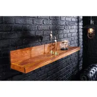Invicta Massives Wandregal MAKASSAR 80cm braun Sheeshamholz stone finish handmade - 44744