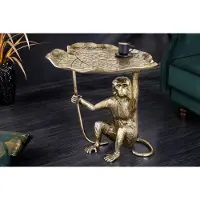 Invicta Design Bijzettafel WILDLIFE MONKEY 60cm goud antiek metaal handgemaakt - 44835