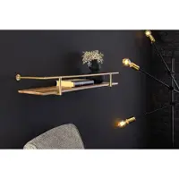 Invicta Massieve wandplank HERITAGE 75 cm naturel grenenhout goud metaal - 44478