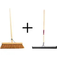 Synx Store Binnenbezem Kokos 40cm Met steel 150cm+ Vloertrekker 45cm met Steel 150cm - Synx Tools