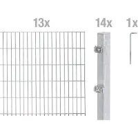 Alberts 656782 dubbelstaafmat hekwerk als 28-delige complete hekwerkset, thermisch verzinkt, hoogte 120 cm, lengte 26 m