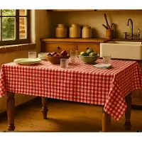 Bibabad bont geruit Tafelkleed met Vlekbestendige Behandeling , katoenen tafellaken ruit 150 x 240 Roodbont