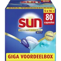 SUN - Vaatwastabletten - Brilliant Shine Plus - All-in 1 - 80 Capsules - Voordeelverpakking