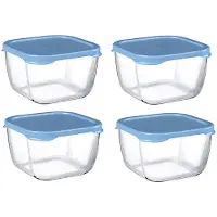 Pasabahce Snowbox 53223 - Vershoudbakjes - Set van 4 - Blauw