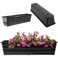 Kadax Wamat, 60 cm, balkonpot van kunststof, weerbestendige plantenbak, bloempot, balustrade voor bloemen, kruiden