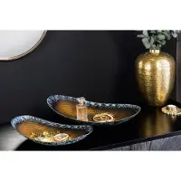 Invicta Set van 2 Decoratieve Schalen ORIENT 45cm goud Gehamerd Design met Patina - 44896
